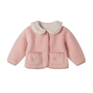 女童毛绒外套秋冬儿童加绒开衫小女孩衣服冬保暖三岁宝宝冬季衣服