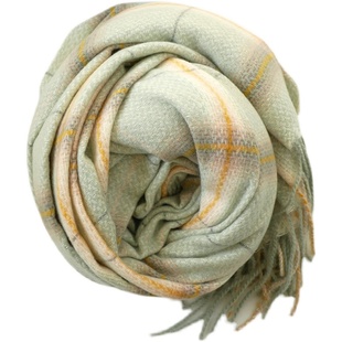 薄荷绿 小清新仿羊绒围巾女 文艺格子百搭韩版冬季保暖披肩学生