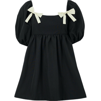 CIAO LUCIA春夏女士蝴蝶结饰棉质混纺罗缎迷你连衣裙