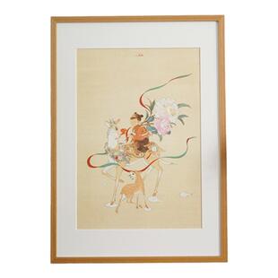 一二山皇小小 吉祥如意 水墨年画客厅玄关装饰画沙发背景竖画童女