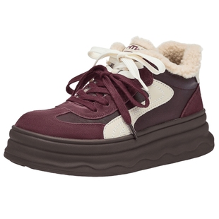 热风加绒休闲鞋女款2025年冬季新款厚底增高板鞋百搭棉鞋女鞋子