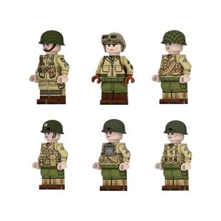二战西线诺曼底美军人仔四面印刷抗美援朝军事系列积木人仔特种兵