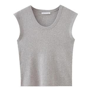 水云间U领毛针织衫背心女无袖坎肩内搭叠穿上衣row系风格穿搭夏款