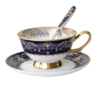 高档描金北欧式骨瓷小奢华咖啡杯英式下午茶杯套装复古宫廷花茶杯