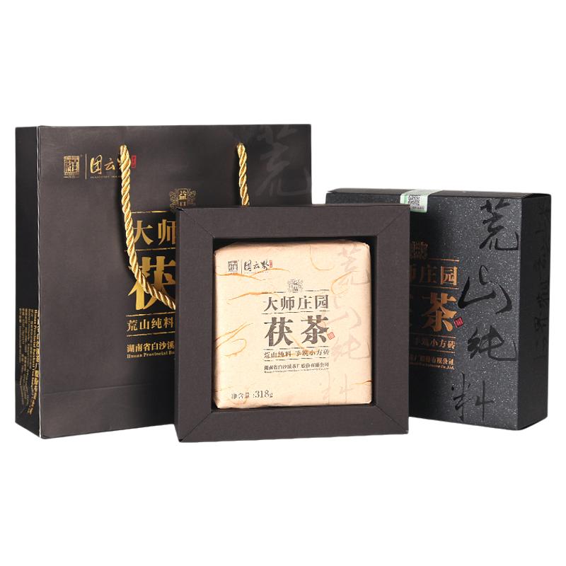 白沙溪黑茶 湖南安化黑茶金花茯砖茶 大师庄园手筑茯茶318g礼盒装