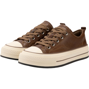 暇步士增高厚底板鞋2026春季新款女鞋时尚百搭真皮休闲鞋轻便舒适