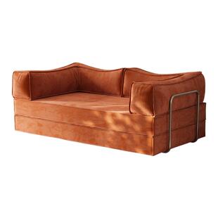 三梦中古风布艺沙发小户型折叠两用压缩复古单双人模块布丁沙发床