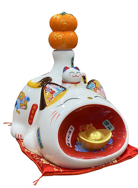 招财猫陶瓷摆件大号乔迁开业礼品