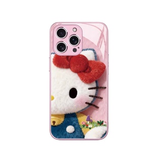 毛绒HelloKitty猫手机壳适用苹果17promax少女iPhone16plus卡通15可爱14哈喽kitty猫13mini凯蒂猫12玻璃x/8/7
