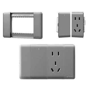 公牛118型模块自由组合网络扩展usb旗舰118灰色开关插座九孔面板