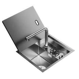 unaxi-X02单槽吧台水槽304不锈钢厨房中岛台隐藏式西厨隐形吧台盆
