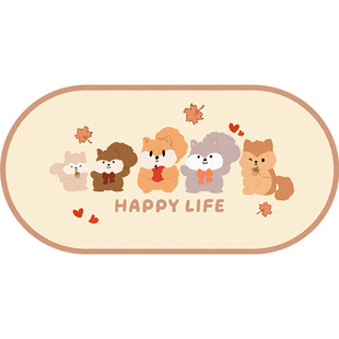 卡通动物儿童房卧室床边毯软质防滑加厚仿羊绒床边毯子卧室地垫