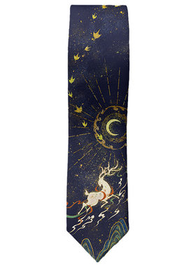 提花织金领带月色星象九色鹿