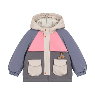 马拉丁童装儿童棉服25冬装新款男女小童防水透湿一手长棉服