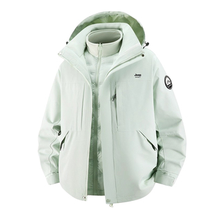 JEEP SPIRIT三合一男士羽绒服冬季羽绒内胆冲锋外套女士防风夹克