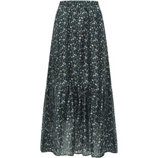 COCOBELLA气质飘逸大摆抽褶碎花半身裙女夏田园A字长裙HS117