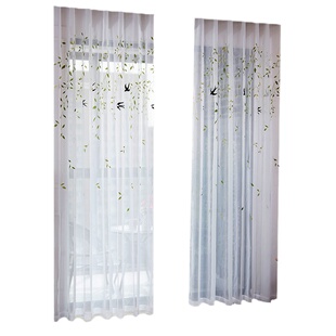 特价阳台绣花窗纱白色半遮光纱帘落地窗窗帘成品客厅卧室田园定制