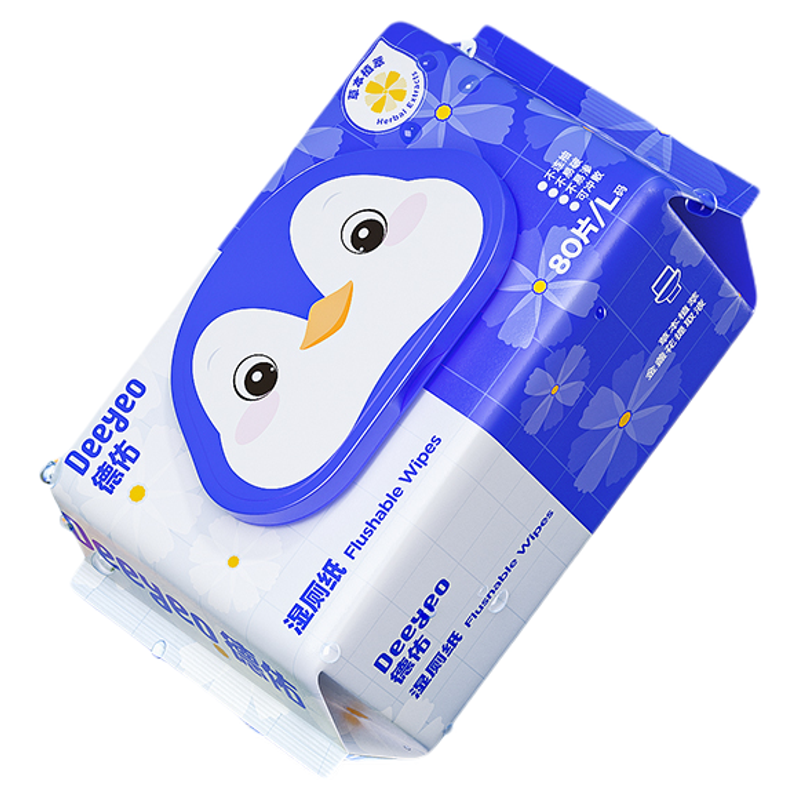 德佑湿厕纸80抽家庭实惠装男女性可用厕所洁厕湿纸巾卫生纸湿手纸
