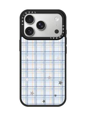 磁吸手机壳适用17苹果iphone17promax蓝色16格子星星15华为pura70mate80小米15荣耀magic8vivo300/oppofindx8