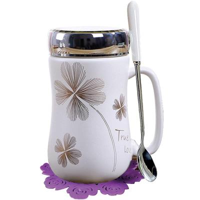 带盖勺办公室喝水杯陶瓷创意杯子