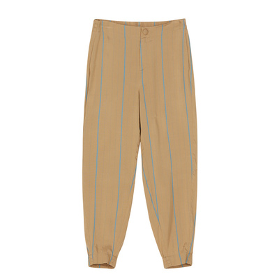 谜底休闲裤女士秋季竖条纹简约休闲显瘦束脚醋酸九分裤223MK1069