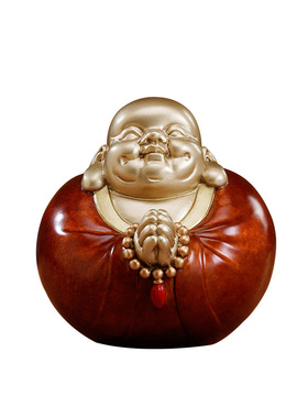 黄铜办公室新款佛像摆件弥勒佛家居装饰品玄关客厅葫芦礼品