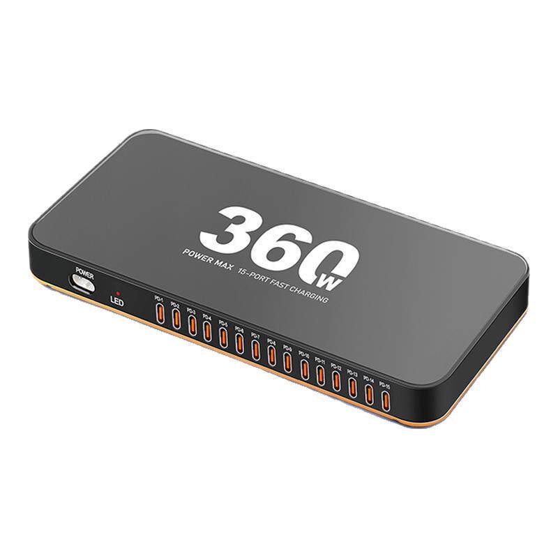 新款多口type-c快充充电器桌面360W大功率工作室多孔快速充电头手机平板多接口插座15口PD24W闪充