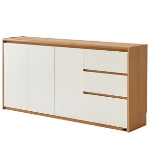 全友家居原木奶油风餐边柜客厅家用靠墙储物抽屉柜卧室床尾置物柜