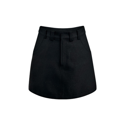 PlaySERious24黑色羊毛短裙