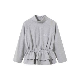 韩版女童加绒卫衣秋冬2026新款儿童收腰束腰上衣灰色长袖保暖绒衫