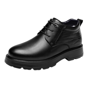 强人3515男鞋冬季羊毛保暖高帮棉鞋男真牛皮短靴棉皮鞋真皮商务鞋