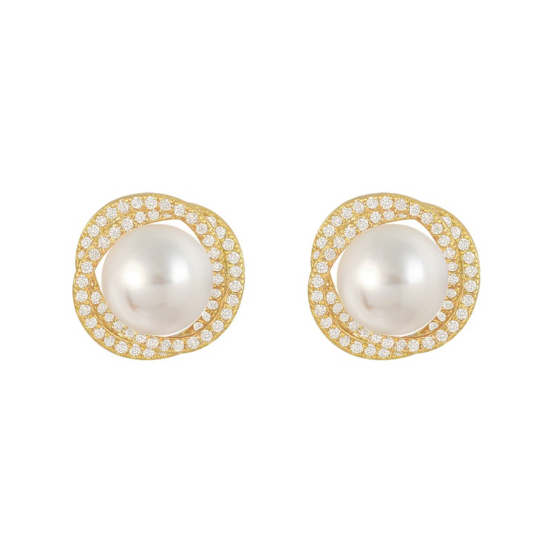 金色珍珠耳钉女2025新款爆款高级感气质大气耳环轻奢小众秋冬耳饰