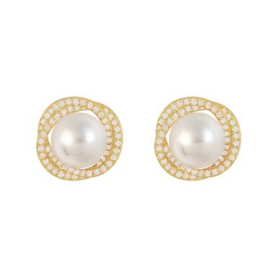 金色珍珠耳钉女2026新款爆款高级感气质大气耳环轻奢小众新年耳饰