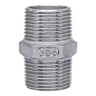 304不锈钢六角外丝双头直通对丝接头螺纹水管直接暖气4分内接