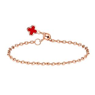 ZJUZ18K金四叶草转运珠指环可调节戒指玫瑰金黄金彩金尾戒订婚戒