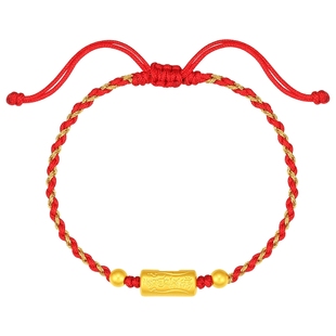 潮宏基好事发生六字真言足金手链黄金手绳5D硬金平安情侣生日礼物