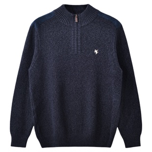 保罗彼得2025秋冬男针织衫立领半拉链纯棉休闲保暖毛衣MJDD48970