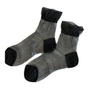 法式玛丽珍鞋袜子蕾丝夏季薄款芭蕾风夏天中筒玻璃丝水晶袜长筒女