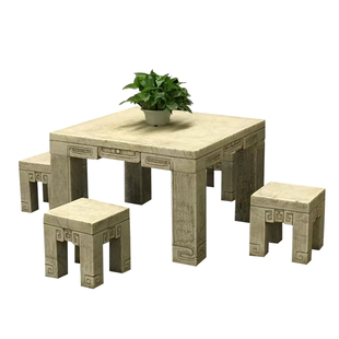 石桌石凳庭院一套户外天然汉白玉圆桌子中式仿古做旧家用石茶台