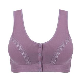 妈妈内衣纯棉中老年背心式女前扣老人胸罩薄款大码文胸聚拢无钢圈