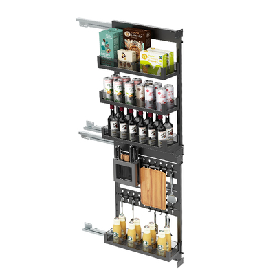 厨房橱柜冰箱旁侧边夹缝锅具架