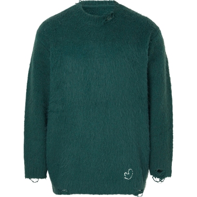 【折扣】Ader Error 男秋冬宽松仿旧刺绣拉绒针织混纺毛衣