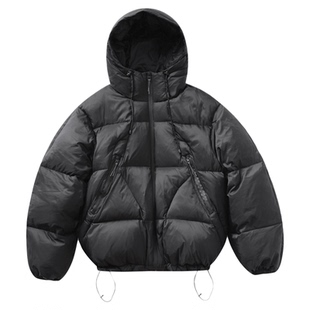 OCTOBEE LAB户外冬季短款CLEANFIT加厚保暖90白鸭绒连帽羽绒服男