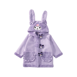 女童加绒外套秋冬款2026新款儿童初冬季中长款宝宝上衣库洛米大衣