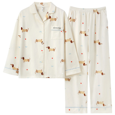 有内纯棉睡衣女款2025新款女士长袖防螨抗菌秋冬可爱甜美家居服