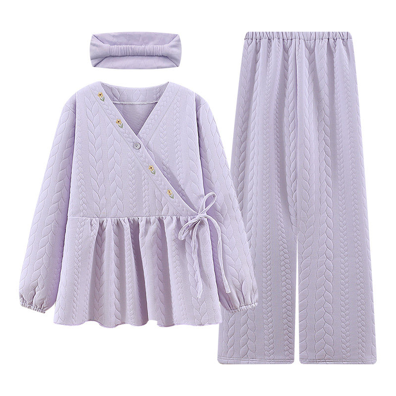 空气棉月子服春秋季产后纯棉5月份4产妇哺乳睡衣冬孕妇家居服套装