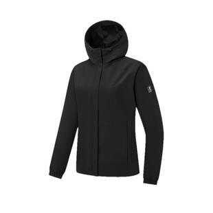 特步外套女款2025秋冬新款连帽开衫户外运动双层风衣975128160057