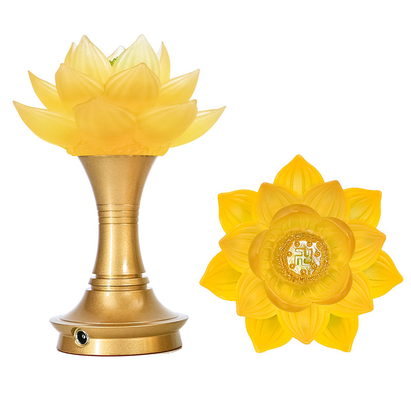 琉璃莲花灯佛供灯佛灯充电佛前供灯纯铜插电长明灯家用佛堂供灯