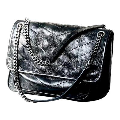 进口油蜡皮杨树林niki流浪包包女真皮链条邮差包斜挎包腋下单肩包