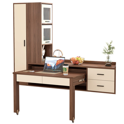 飘窗书桌书柜一体收纳储物柜可伸缩电脑桌阳台窗台改造神器7L51